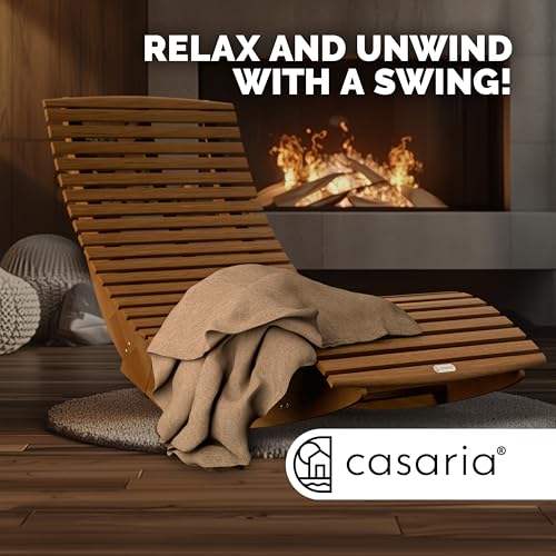 Casaria® 2X Java Rocking Wooden Sunloungers 155X60X93Cm | Fsc®-Certified Acacia Wood Weatherproof Outdoor Garden Furniture | Foldable Ergonomic Rocker Chair Brown | 160Kg Capacity Sun Lounger Chairs - 4