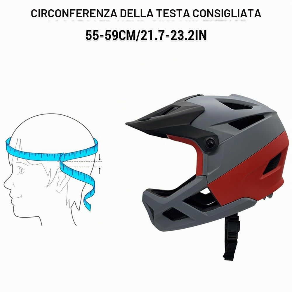 Lixada Casco integrale da bici per uomo e donna, casco da bici da strada, leggero, regolabile, 55-59 cm