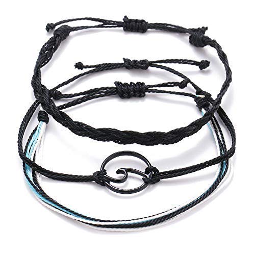 Braccialetto dell'amicizia estivo e da spiaggia, regolabile, impermeabile, fatto a mano, intrecciato a mano, braccialetto da surfista, braccialetto da polso bohémien, per donne e uomini (stile