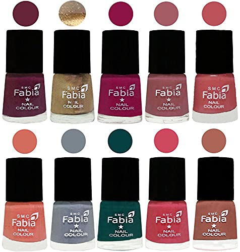 Image of ALL IN ONE (PACK OF 10), Long Lasting Glossy Nail Polish, 6 ml Each, All Vibrant Colours,01889