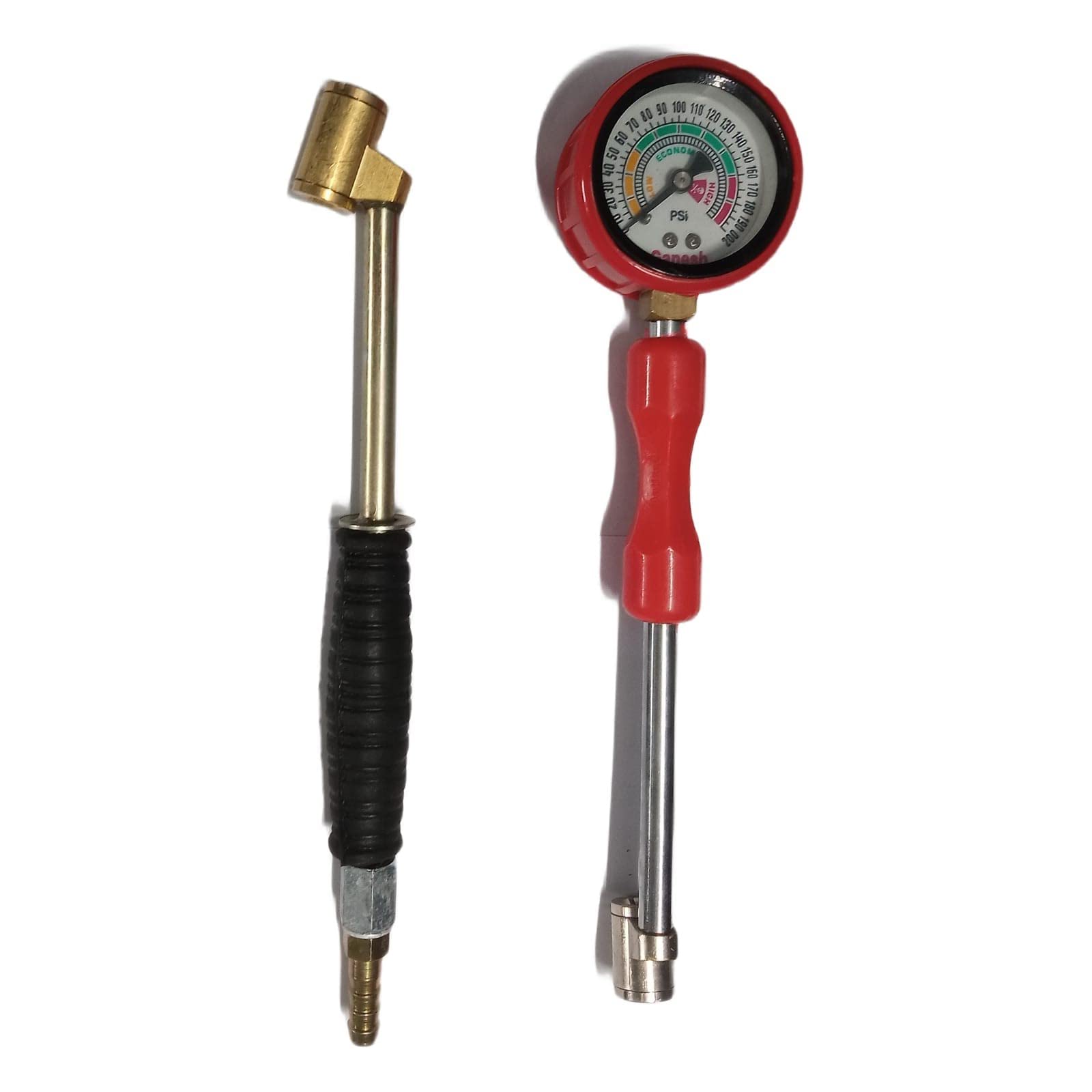Seahorse Polymers Air Pressure Rod Gauge(200 PSI) with Air Pump Nozzle Inflatable Dual Head Chuck Valve Tool