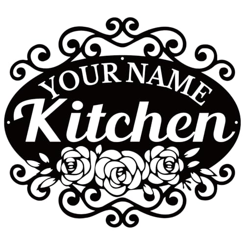 magilab Personalized Kitchen Metal Sign, Custom Family Name Wall Decor for Mom & Home, Housewarming Gift (Style D)