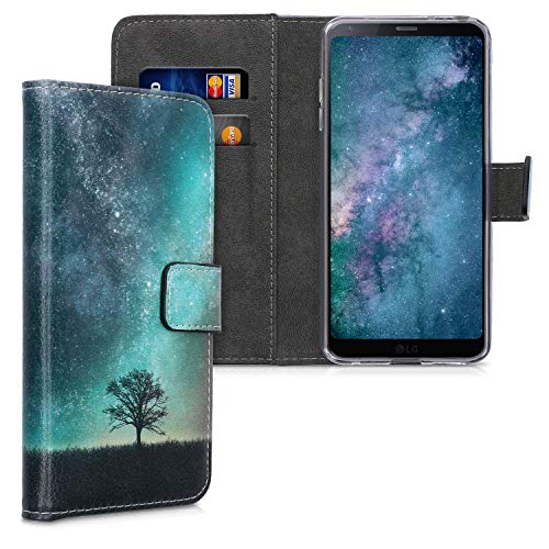kwmobile Funda Compatible con LG G6 - Carcasa de Cuero sintético árbol y Estrellas - con Tarjetero