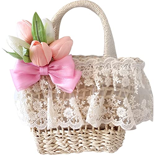 Sac de paille été bohem à fleurs de tulipes pour vos journées farniente à la plage