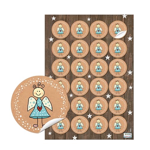 Logbuch-Verlag Pacote de 24 autocolantes anjitos decorativos redondos de 4 cm, autocolantes para detalhes de batismo e comunhão, autocolantes infantis