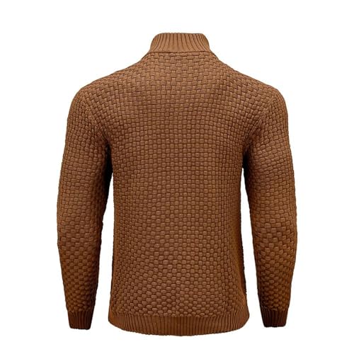Men's Quarter Zip Sweater Cable Knit Pullover Polo Turtleneck Casual Business Long Sleeve Top2
