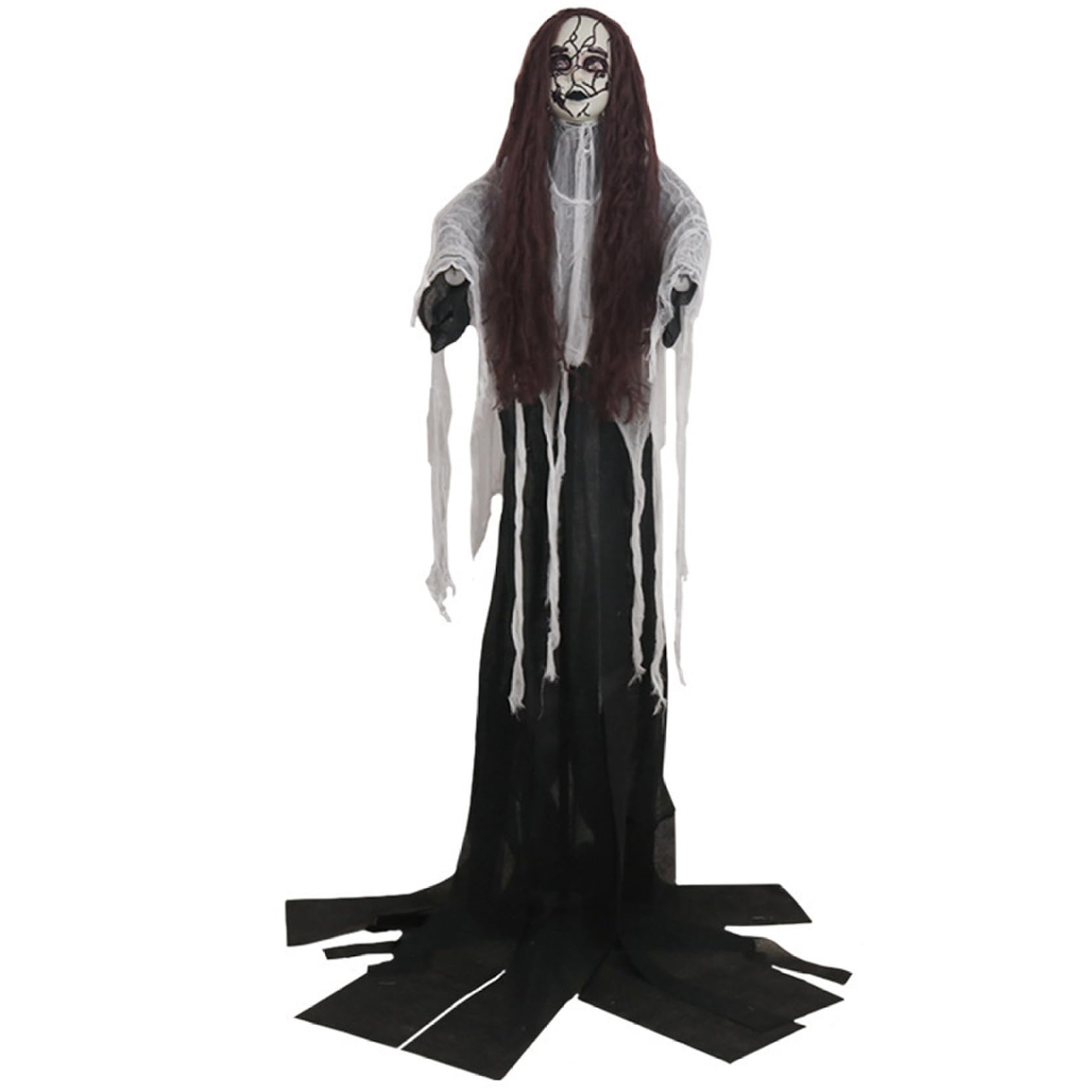 PithCogent Halloween Decorations|Ghost Bride Life-Size 13x57in Skeleton Ghost Light Up Scary Decor Sound Activated Battery Powered Halloween Animatronics Creepy Props
