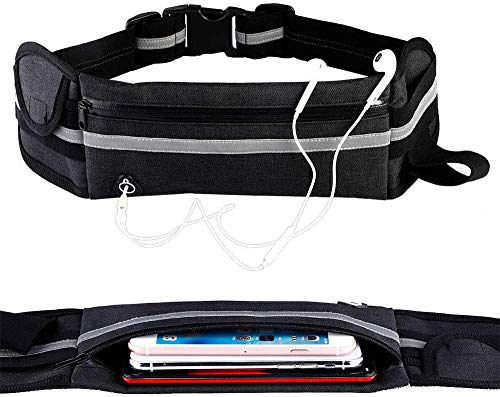 KEAFOLS Bolsa de cintura desportiva, cinto de correr bolsa Running cinto desportivo impermeável bolsa com fecho de correr, tiras refletoras 360 ° e alça ajustável (bolsa desportiva)