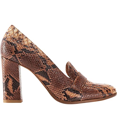 Image of MOOMMO Women Chunky Block Heel Pumps Round Closed Toe Slip On Oxford Loafers Shoes High Heels Snakeskin Work Pump Suede Loafer for Office Ladies Classic Formal Business Professional 4-13 M US
