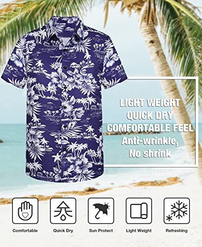 Image of Yoimira Hawaiian Shirts for Men, Print Mens Casual Short Sleeve Button Down Shirts Floral Aloha Beach Shirt