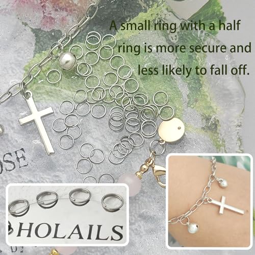 HOLAILS Mini Double Loop Split Jump Rings for Jewelry Making, Stainless Steel Easy-Open Split Rings for Necklaces Bracelets Keychains Pet Tags DIY Craft(100PCS 0.24 inches, Silver) by HOLAILS - Used condition - Image 5