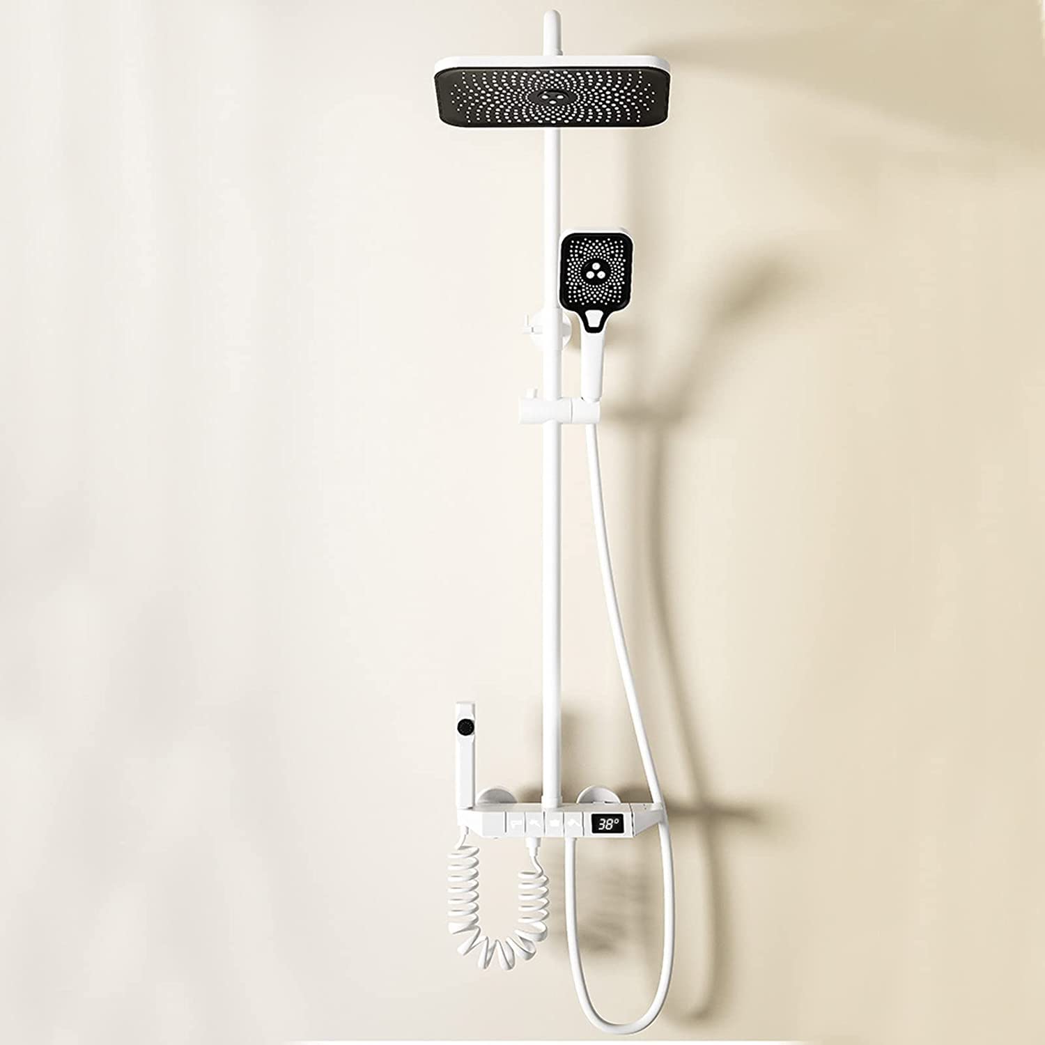 Set di rubinetti termostatici per Doccia, soffione a Pioggia con doccetta, Set di rubinetti a Parete Completi, Set a Vista con Doppia Testa, beccuccio per Vasca e Bidet a Mano
