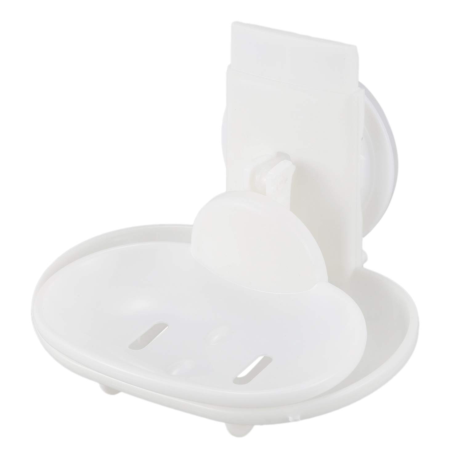 ISTOVO Double Soap Dish Strong Suction Soap Holder Cup Tray for Shower Bathroom (White)