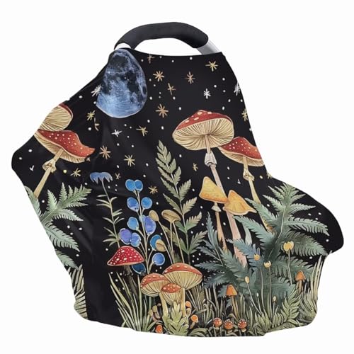Image of Youngerbaby Mushroom Nursing Cover for Newborns Breastfeeding Cover Scarf Baby Car Seat Covers Infant Stroller Cover Carseat Canopy for Girls and Boys Full Coverage