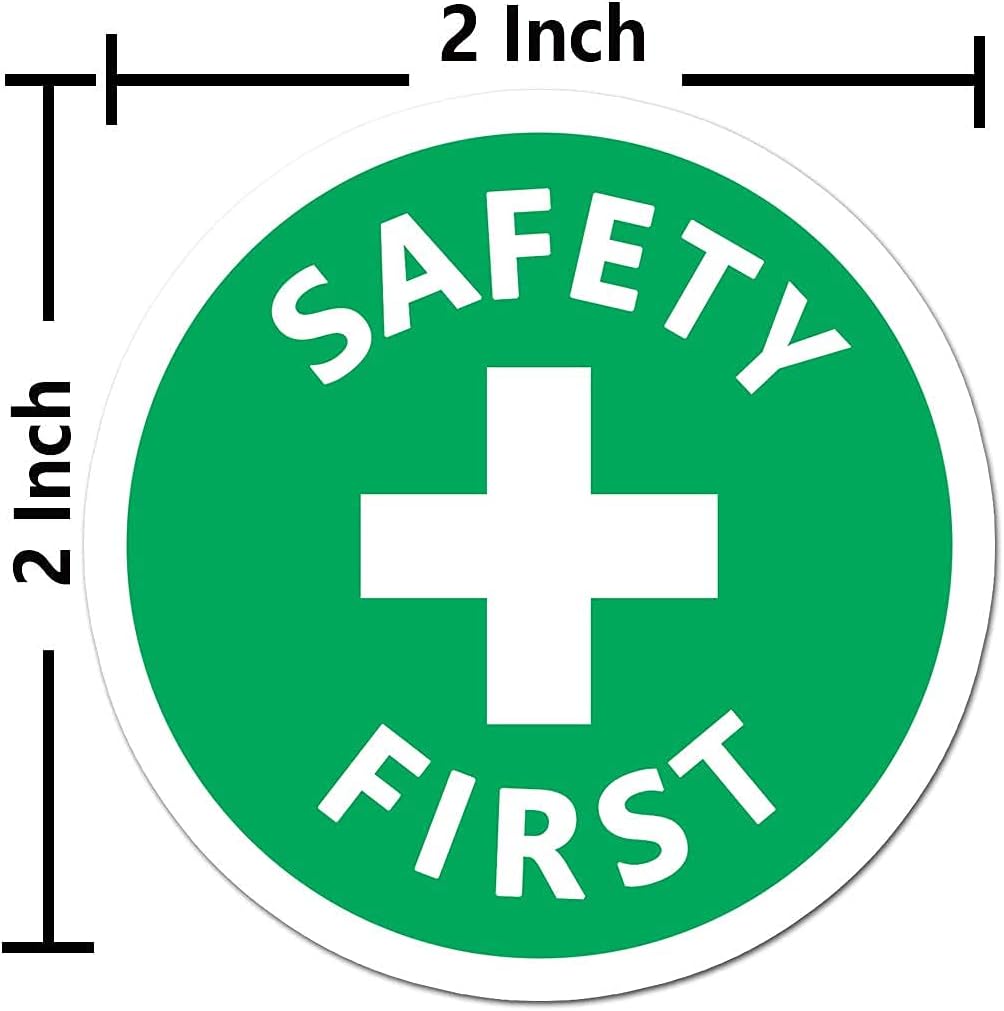 Hard Hat Safety Stickers - Construction Helmet Vinyl Decals, Safety First Labels, 2 Inch, 120 Pcs Per Pack