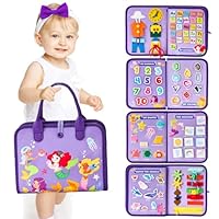Busy Board Montessori Toys for 1 2 3 4 Year Old Girl Birthday Gifts, Busy Book Sensory Toys for Toddlers Preschool Girl Toy Learning Educational Toy Travel Activities, Mermaid Princess World Purple