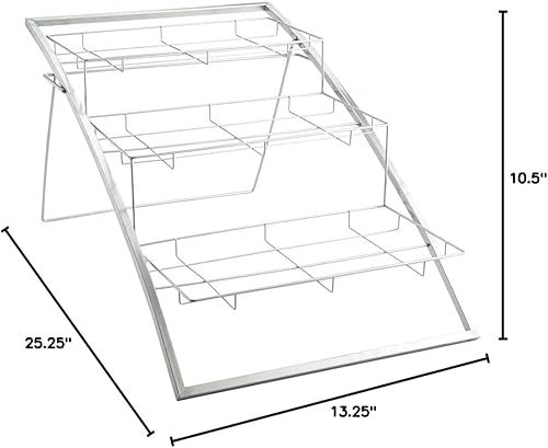 Miniatura 10 de Restaurantware Eco - Soporte de cesta de alambre de tres niveles de 21 pulgadas x 15.25 pulgadas x 12.25 pulgadas, hierro plateado, 1 por pedido