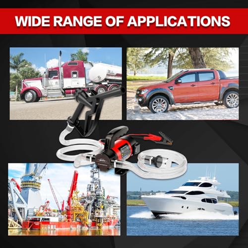 TEKAPHERD 12V Fuel Transfer Pump, 13GPM Electric Diesel Transfer Pump Kit with Nozzle Hose for Diesel Kerosene Machine Transformer Oil, Self Priming DC Electric Fuel Transfer Pump Kit for Home Farm