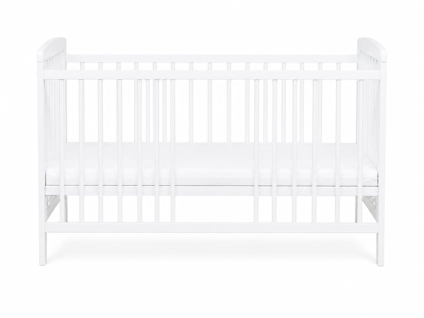 Lettino JOSE White 120 x 60 cm - Lettino con rete a doghe regolabile in altezza su 3 livelli - Legno di pino laccato
