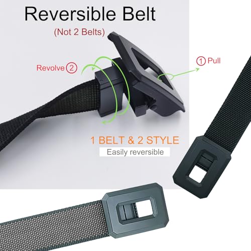 Reversible Belt for Men,Adjustable Double Sided Canvas Belt Men,Dual Purpose,Golf,Outdoor,120cm/47.24inch2