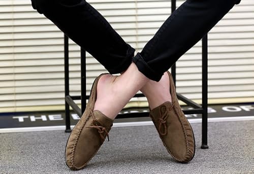 Men's Suede Round Toe Backless Flat Loafers with Tassel Comfortable Non-Slip Casual Moccasins for Driving Walking Working4