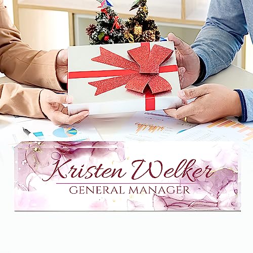 Image of Name Plate for Desk, Desk Name Plate Personalized, Office Decor for Women Men, Acrylic Desktop Accessories, Office Gifts for Boss Nurse Teacher Coworker, Employee Appreciation Gift (Purple Coast)