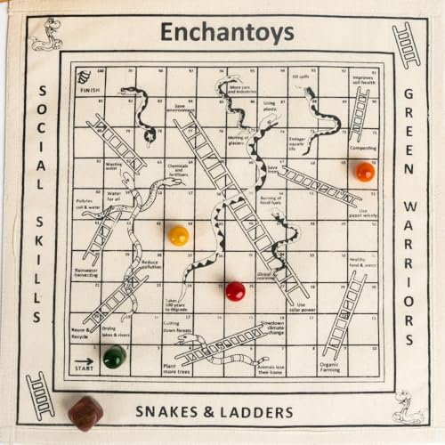 Image of Snakes and ladders Cotton Fabric Board Game | Vaikuntapali | Moksha Patam | Saap Seedhi |Parama Padam Board Game | Chutes and Ladder | Gyan Chauper | Old Time Game