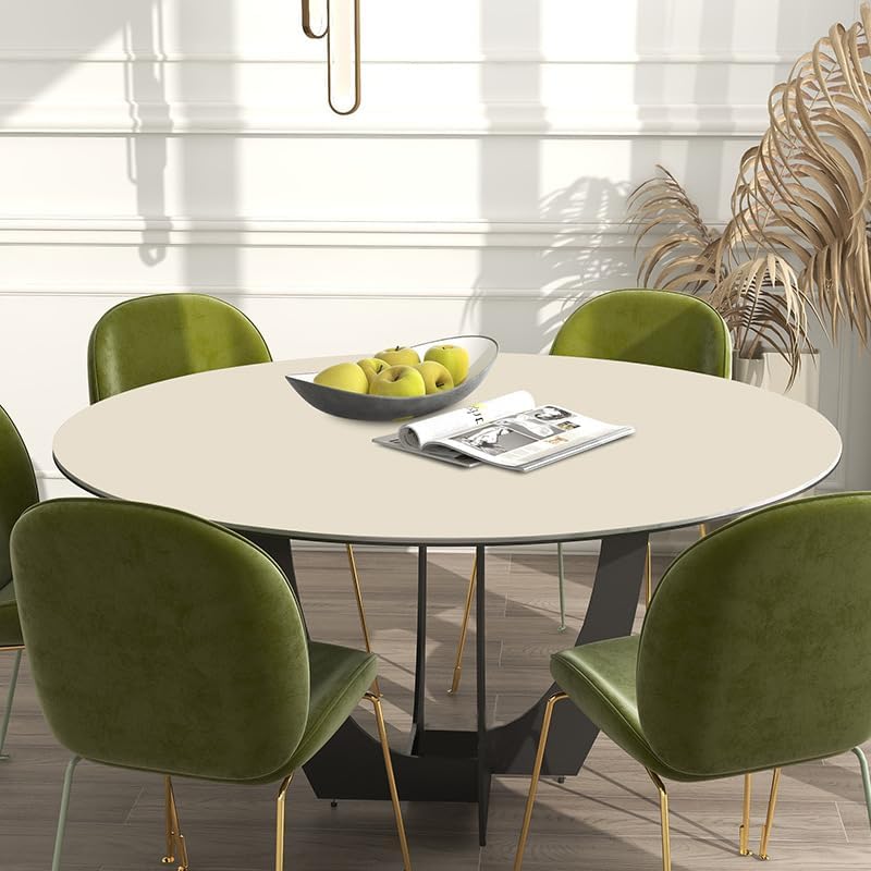 Ruby Lil Pure Color Pu Leather Round Table Mat Waterproof Oil Proof Table Pad for Dining Room,150cm(59in)
