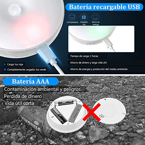 Image of 3PCS Motion Sensor Lights, USB Rechargeable LED Night Light with Magnet,Led Light for Indoors,Night Light for Lobby,Basement,Garage,Bathroom,Wardrobe,Kitchen,Stairs,Stop Light (White)