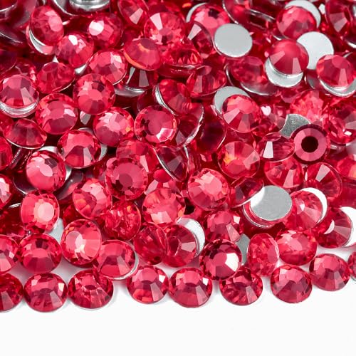 Image of 1440pcs Flat Back Crystal Rhinestones for Nail Art Crafts Bedazzling Kit Diamonds Set Clear Rhinestones for Clothes 0.14 inch 3.8mm SS16 Wax Apple Red