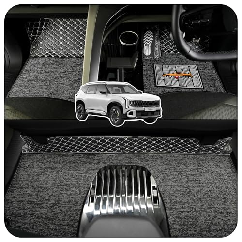 Image of CONTINENTAL [Butterfly 7D Seltos Car Mats] Luxury 7D Car Floor Mats for New Seltos 2026 || Scratchproof & Waterproof 7D Car Mats || Color - Black & Silver