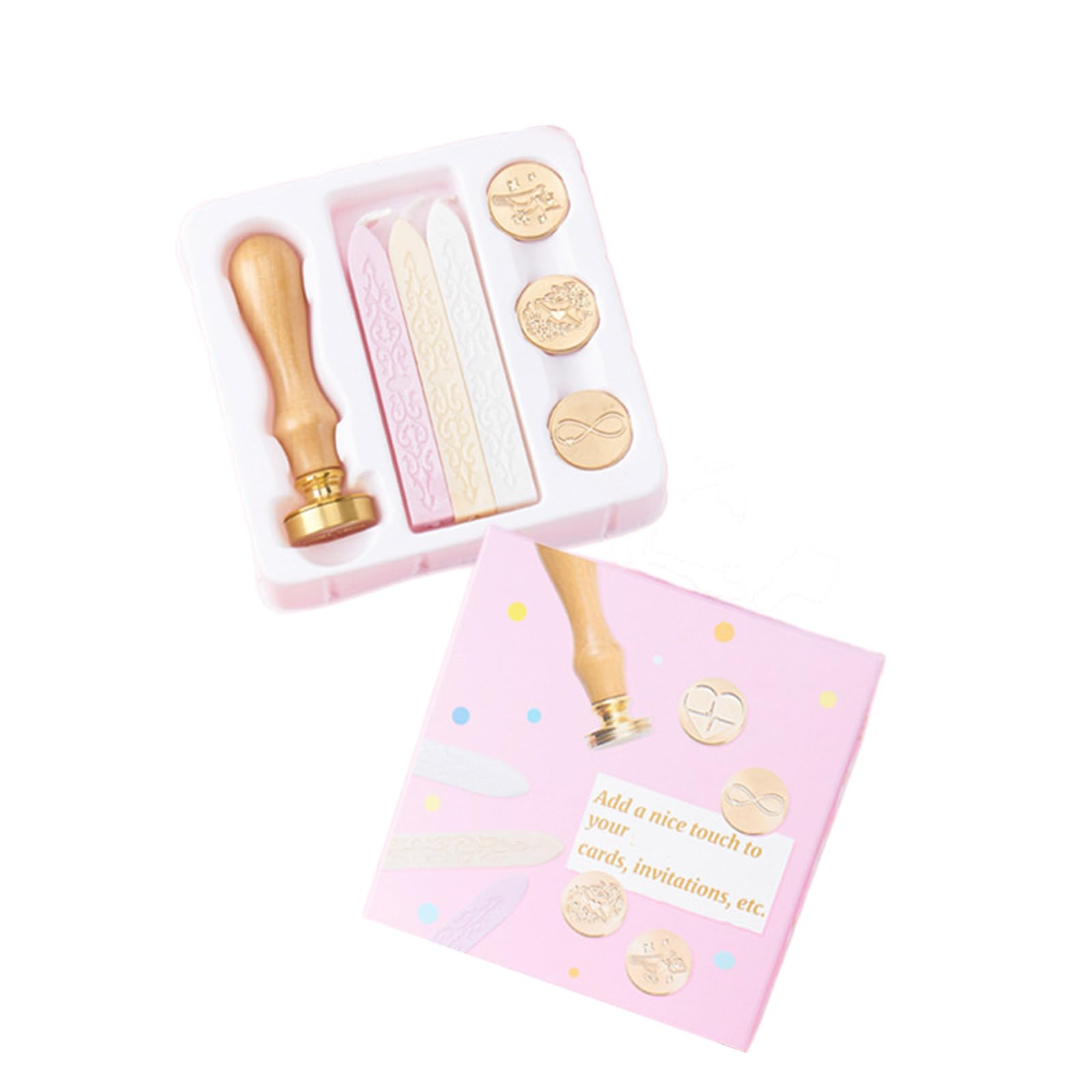 Seal Stamp Set for Envelope, Invitation Scrapbooking, with Wood Handle, Replaceable Stamp Head, Sticks Greeting Card Making