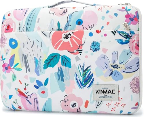 Image of Kinmac 360 Degree Protective Laptop Sleeve Case Bag with Handle for MacBook Air 15 inch and 15 inch-15.6 inch HP Lenovo Dell ASUS Acer Notebook Computer (Flower)