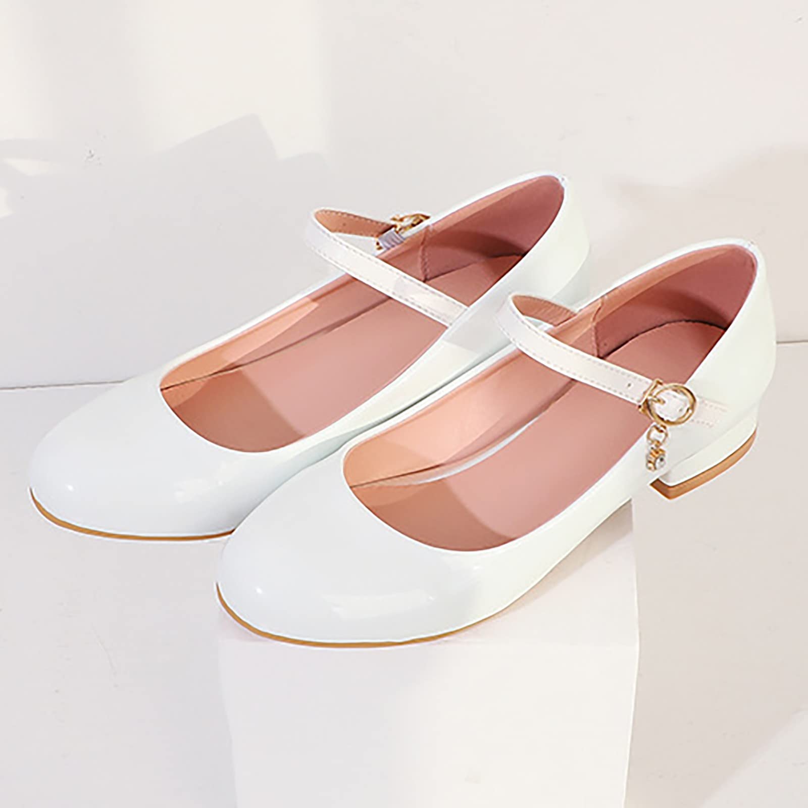 Zapatos de princesa para niños, zapatos casuales festivos, zapatos de bailarina, zapatos de tacón alto, zapatos de vestir cómodos zapatos de baile con hebilla ajustable zapatos de cuero punta redonda
