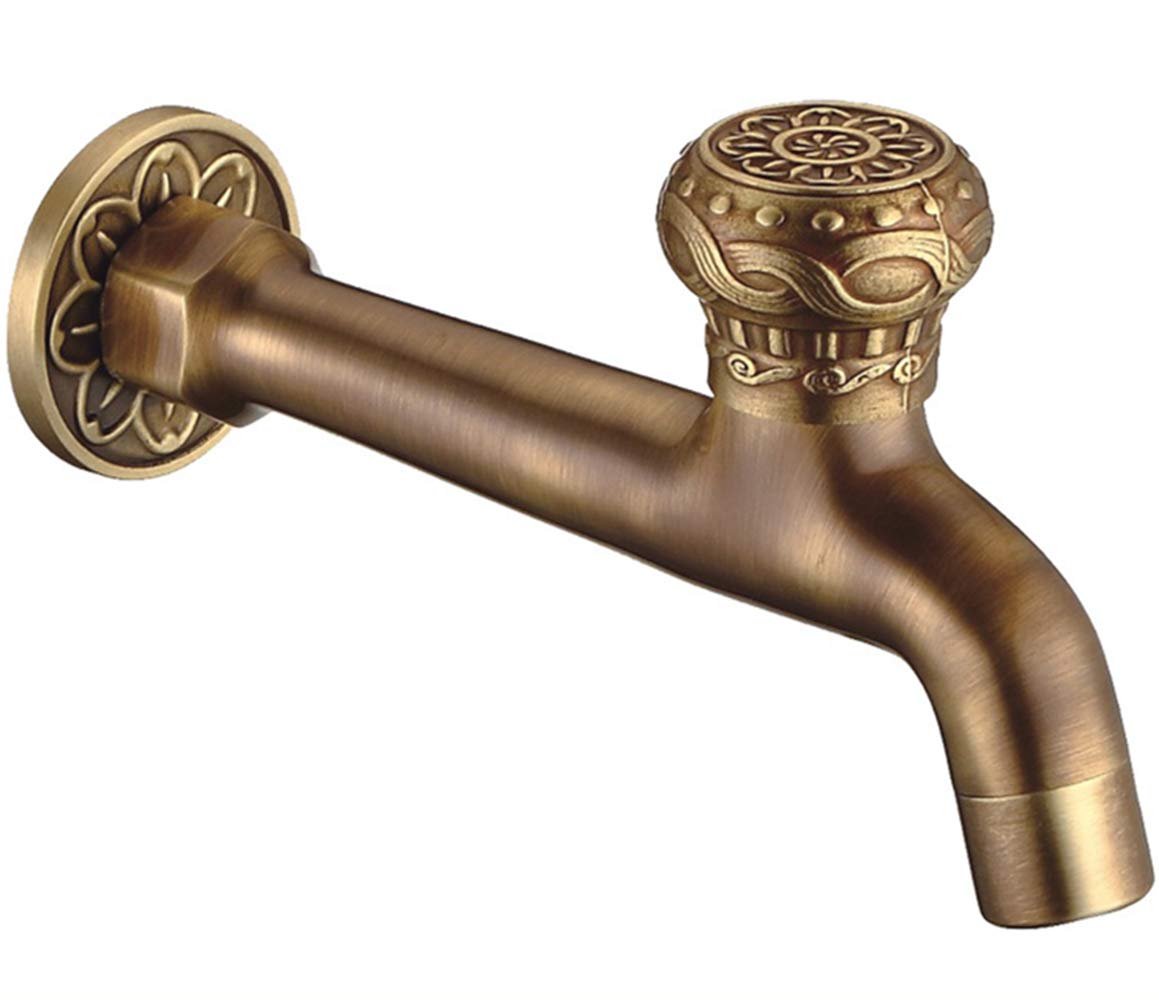 ZQFHSX Retro Brass Cold Water Faucet Wall Mounted Bathroom Mop Pool Lavatory Tap Washing Hands LWX