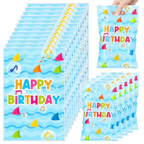 Eccliy 30 Pcs Shark Gift Bag Animal in The Sea Party Favor Shark Family Ocean Themed Candy Treat Bag with Handles for Birthday Decoration Supplies