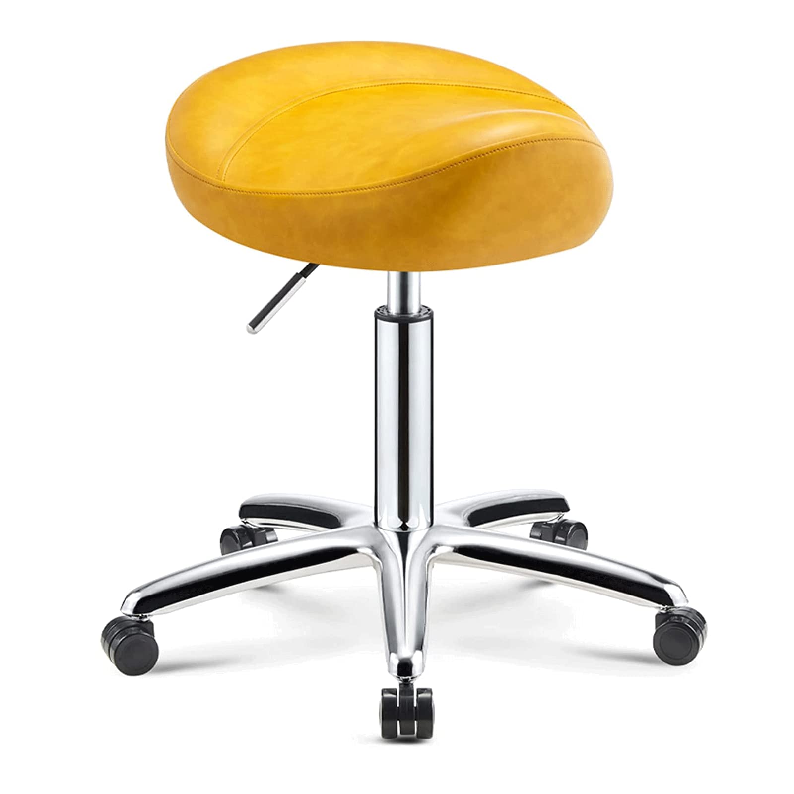 Tabouret de selle ergonomique réglable en cuir PU noir pour bar et salon