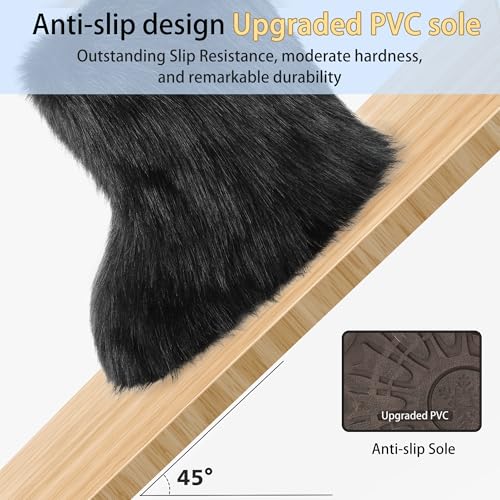 Kids Fuzzy Snow Boots Fluffy Outdoor Flat Boots Winter Warm Faux Fur Snow Shoes for Boys & Girls2