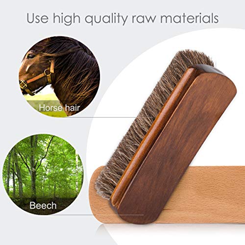 6.7" Horsehair Shoe Shine Brushes with Horse Hair Bristle for Boots Shoes 2 Pack