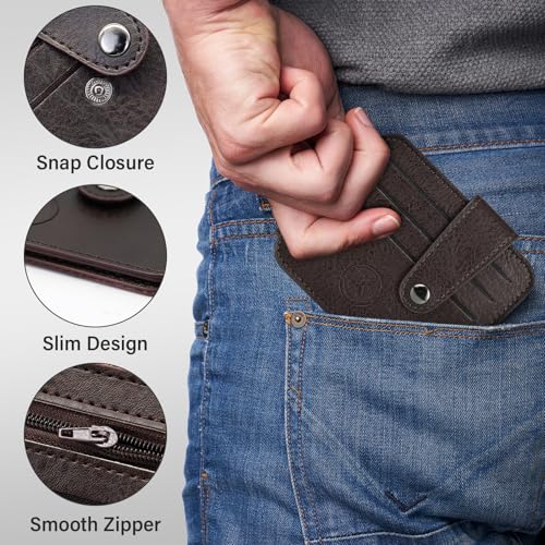 Silm Wallets, Mens Womens Portable Mini Credit Card Wallet Leather Compact Card Holder Wallet for Daily Trip (B)4