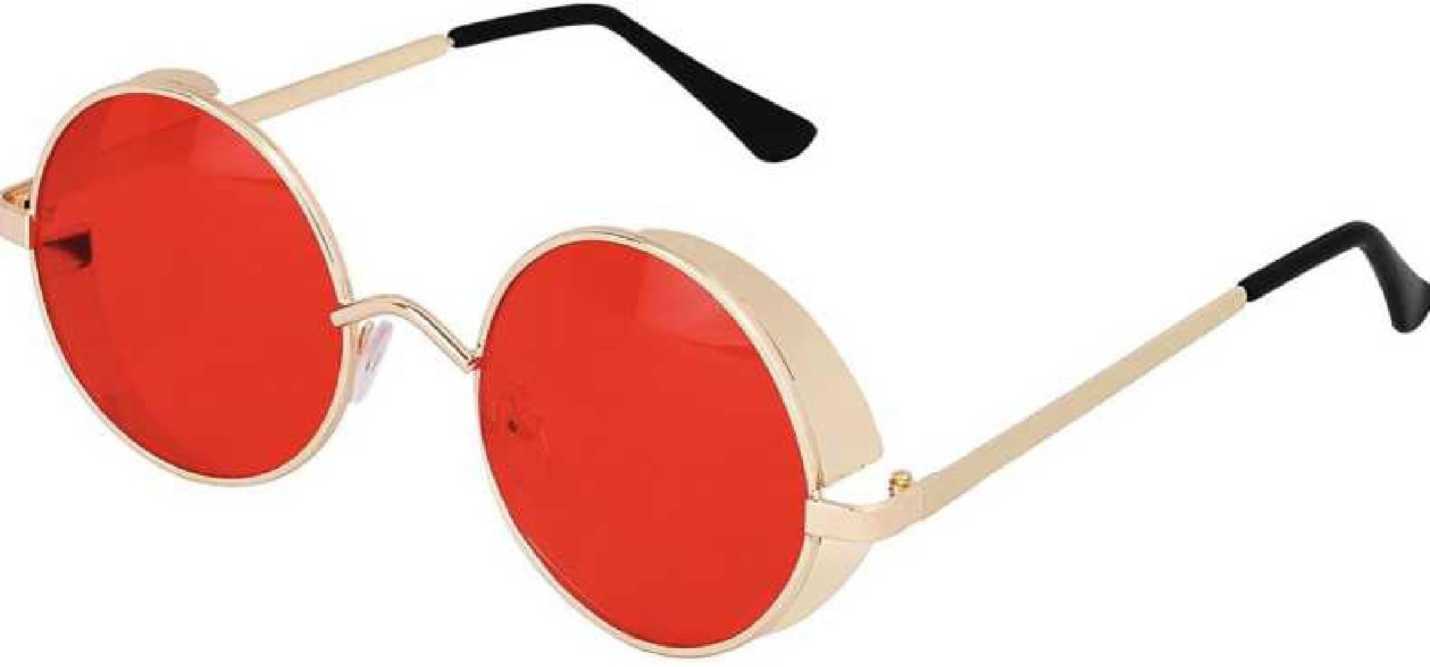 Unisex red round sunglasses-image-44