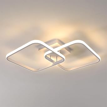 ELEPHANTBOAT® 50W Ceiling Light Modern LED Acrylic Square Ceiling Lamp, Large 3000K Warm White Light Lighting Fixtures for Living Room Bedroom Kitchen Study Office, 59CM - image, photos