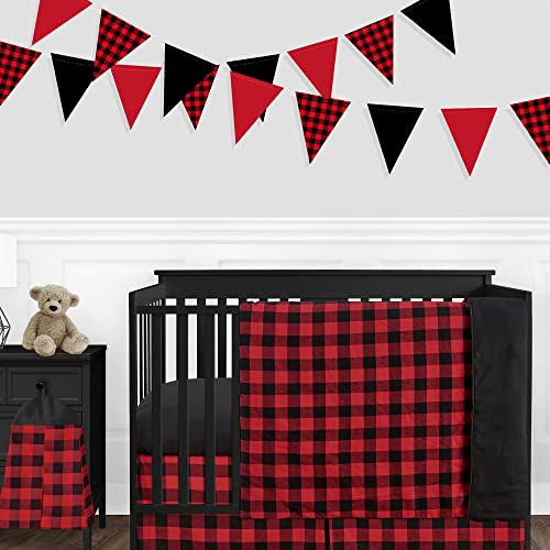 Image of 39 Ft Buffalo Plaid Christmas Pennant Banner Black Red Checkered Paper Hanging Triangle Flag Bunting Garland for Birthday Bridal Shower Bachelorette Xmas Holiday Party Decorations Supplies