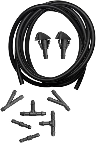 Rociador de boquilla y manguera para limpiaparabrisas (7 pies de largo) con conector compatible con HONDA 86-01 Integra, 1997-2011 Civic Type R,