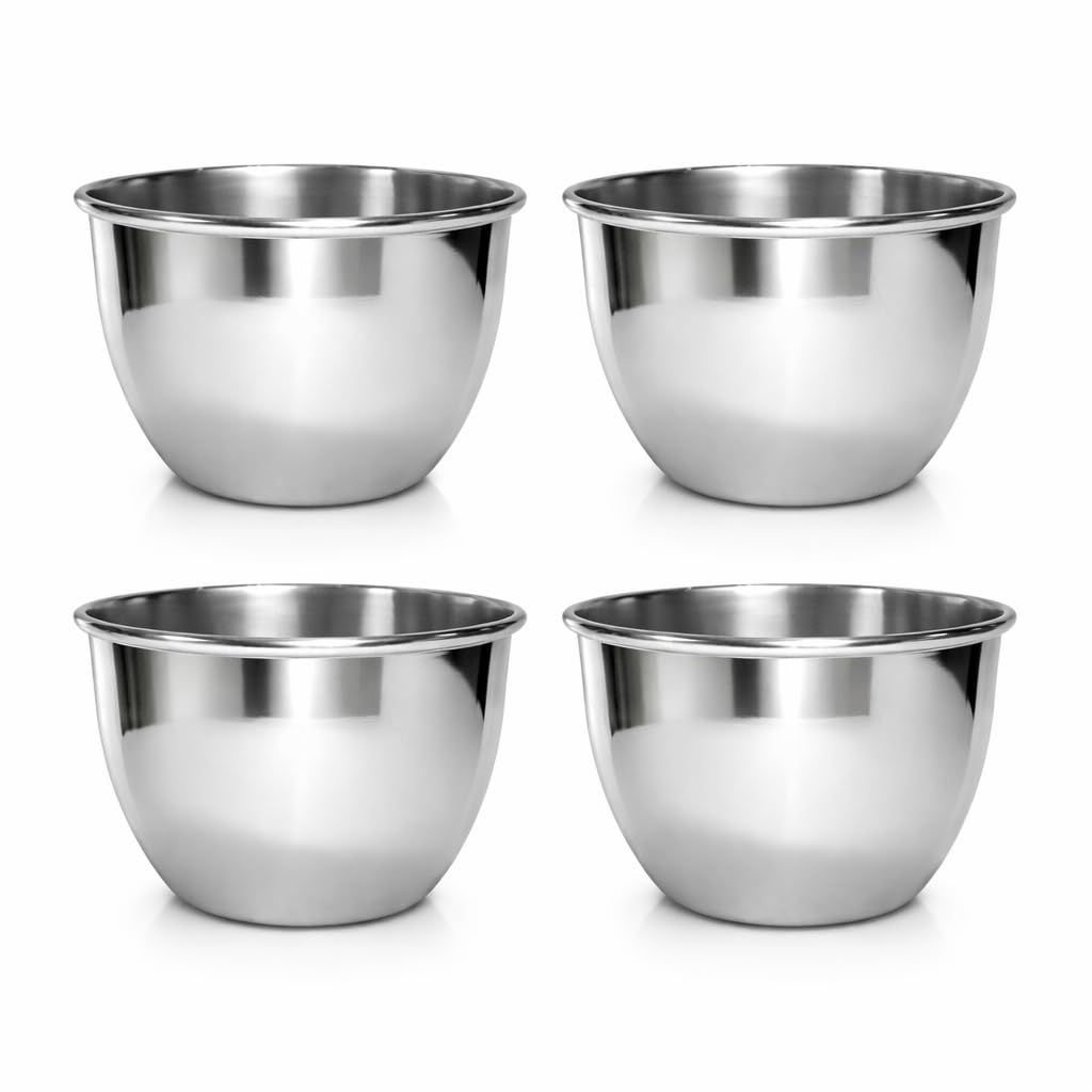 Chabrias Ltd 4 Pack Pudding Moulds, 7cm Mini Pudding Basins, Aluminium Baking Cups Nonstick Muffin Tin Dariole Moulds Egg Tart Mould Cups Cupcake Basins for Kitchen DIY Cooking