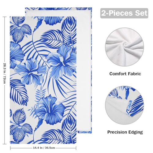 Toallas de mano con diseño botánico índigo para decorar tu cocina con estilo, pack de 2 4