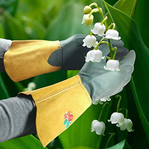 LTG Multi-Purpose Leather DIY & Gardening Gloves, Green Yellow, 2 Count (Pack of 1)