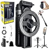 4-in-1 Magnetic Selfie Stick Tripod – 360° Rotation, Bluetooth Remote, Compact Travel Vlog Phone Holder for iPhone