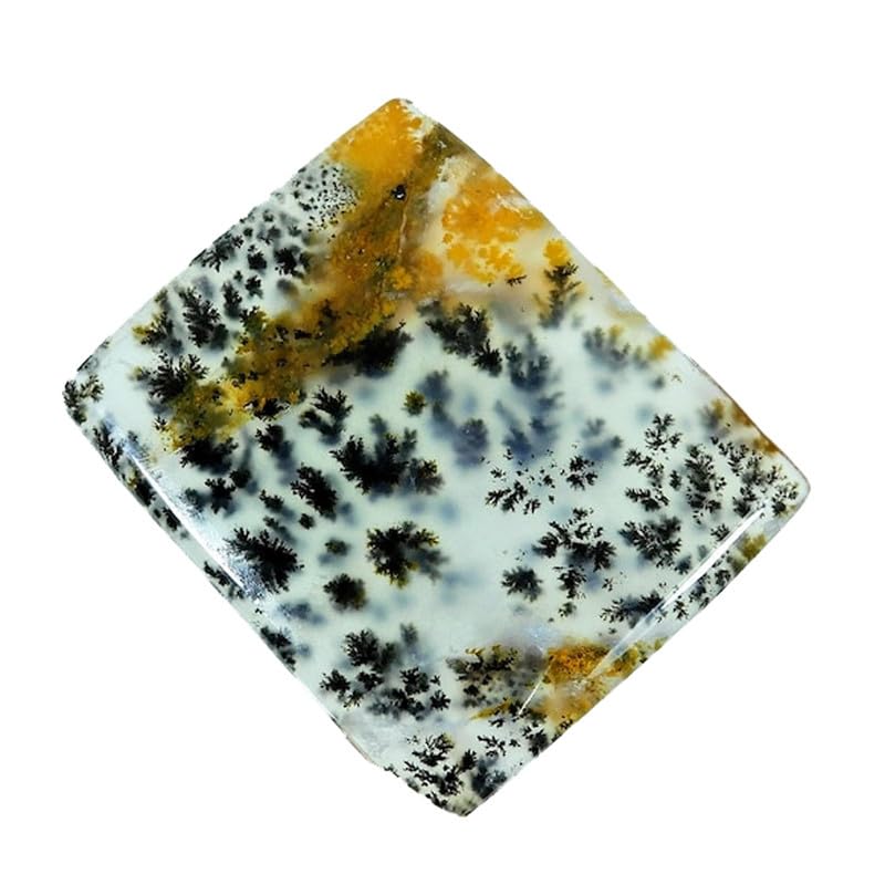 Cabochon en agate dendritique naturelle 44x36mm d'exception pour joaillerie unique