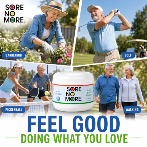 Image of Sore No More Cool Relieving Gel for Aches & Pains in Muscles & Joints associated with Strains, Bruises & Sprains | Absorbs Quickly with a Refreshing Lemon Aroma | 4 oz Jar